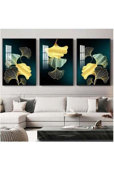 Emoda home Trove ديكور فاخر من أوراق الجنكة الزرقاء الذهبية