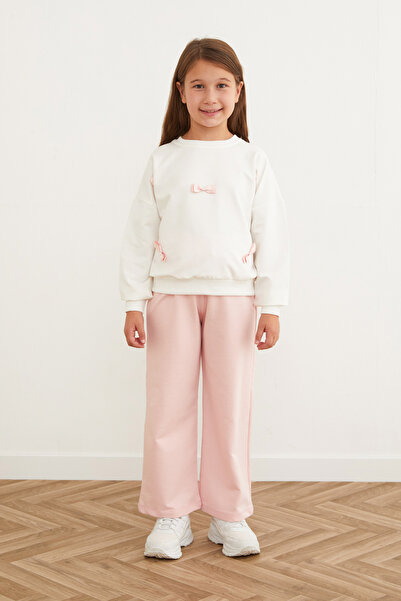 Fulla Moda Ribbon Embroidered Girl's Suit with Elastic Waist