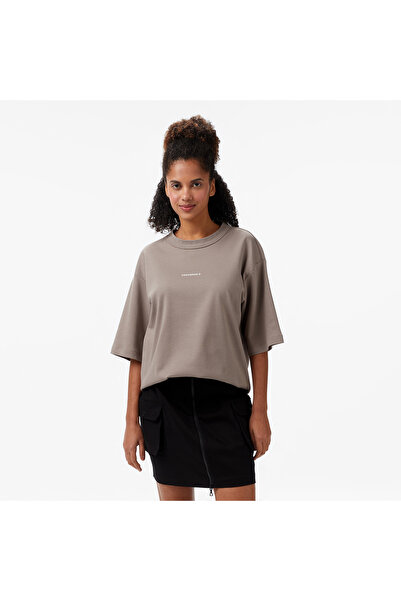 Converse Star Chevron Oversize Fit Baskılı Erkek Bej T-shirt