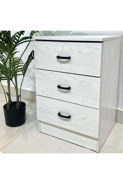 VALUES Wooden 3-Drawer White Nightstand 60x40 cm