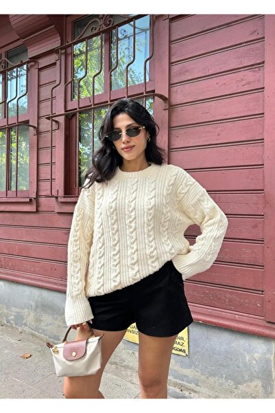 NZL TEKSTİL DGN'S SAÇ ÖRGÜLÜ BİSİKLET YAKA YUMUŞAK DOKULU KADIN TRİKO KAZAK