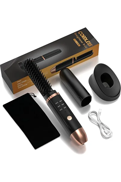 Generic Cordless Mini 2 in 1 Hair Straightener Brush Curler for Hair & Beard Styling (CD-2398)