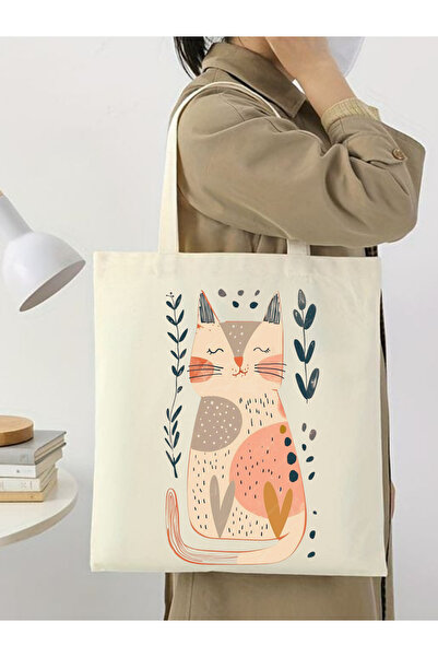 Cemira حقيبة حمل قماشية سميكة بتصميم Cat Design، حقيبة Pinterest، حقيبة كتب C...
