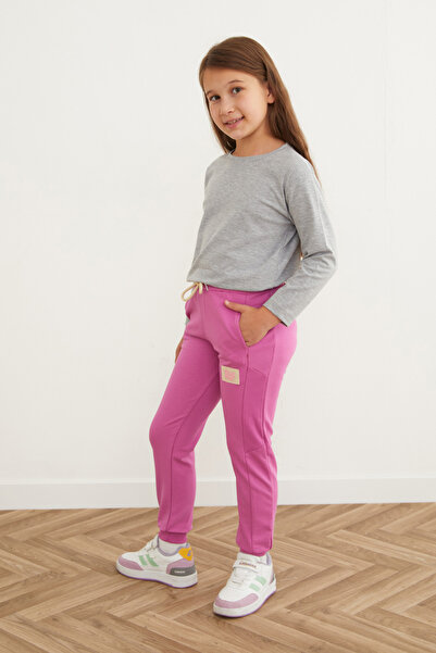 Fulla Moda Elastic Waist Emblem Jogger Girl's Sweatpants