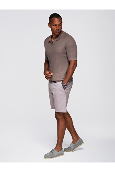 OMBRE Herren-Poloshirt ohne Knöpfe mit offenem Kragen - Asche V4 OM-POSS-0160