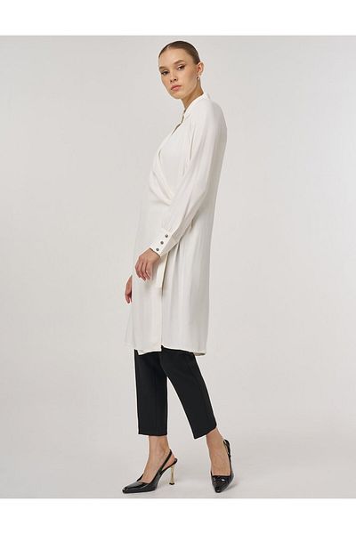 Kayra Metal Buckle Long Tunic Ecru
