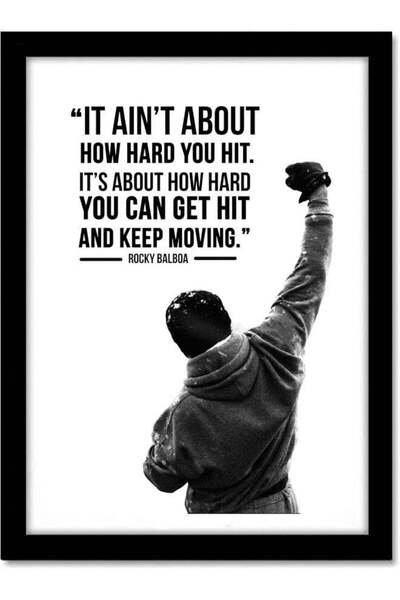 Emoda home Trove ملصق زجاجي أكريليكي بإطار عليه اقتباسات من سيلفستر ستالون عن...