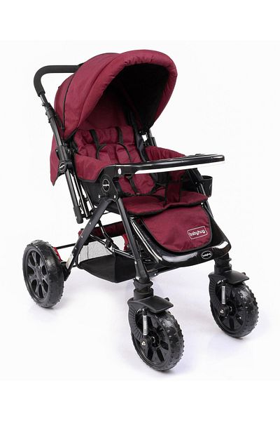 Babyhug Melody Stroller with Reversible Handle & Canopy, 0 to 3 Years, 83.5 x 65 x 105 cm - Maroon