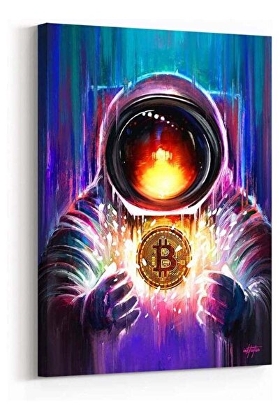 Emoda home Trove لوحة جدارية ملهمة "رائد فضاء بيتكوين" من Inktuitive - لوحة ج...