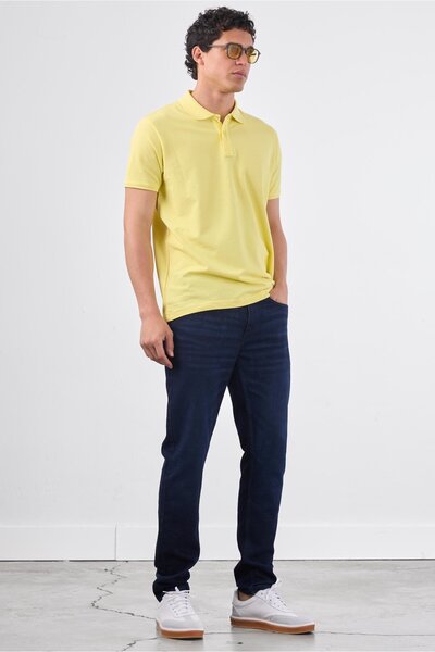 Dufy Tricou galben cu guler polo, slim fit, pentru bărbați