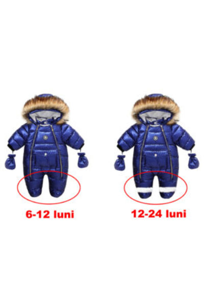 Sofia Concept Salopetă de iarnă albastru metalizat pentru bebeluși băieți SofiaConcept