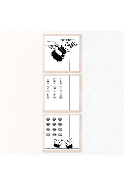 Emoda home Trove مجموعة من 3 ملصقات جدارية أصلية لفنجان القهوة مع إطار من WER...