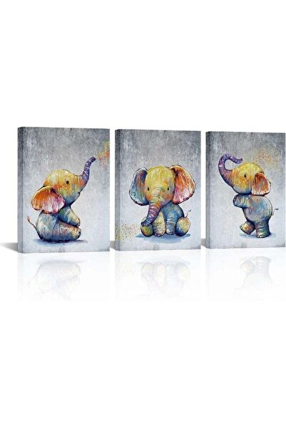 Emoda home Trove LoveHouse Cute Elephant Canvas Wall Art Kids Pictures for Ba...
