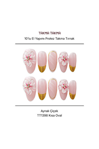 Takma Takma S Beden 10'lu Pembe Kısa Oval TT1398 Tekrar Kullanılabilir El Yap...
