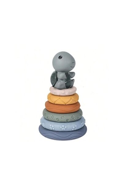 Mixbo Jucărie piramidă pentru bebeluși, broască țestoasă, silicon, 6 luni+, 7...