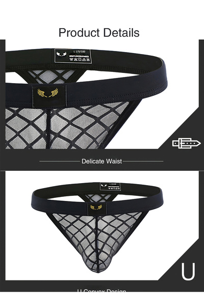 Generic Men's Underwear Mesh Hollow Out Triangle Panties Low Rise Elasticity Briefs