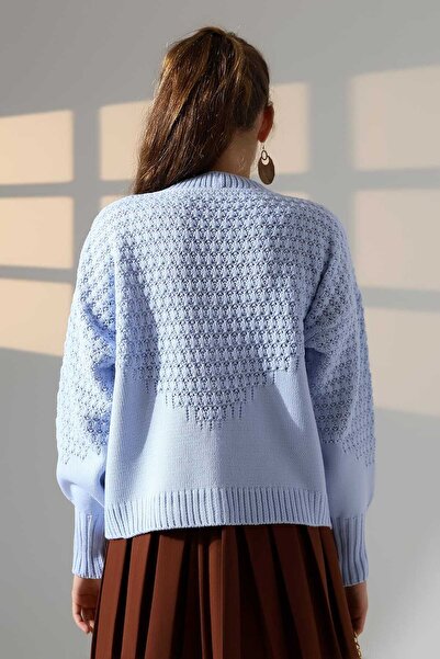 ALCHON V-Neck Long Sleeve Textured Patterned 4 Button Stylish Knitwear Cardigan