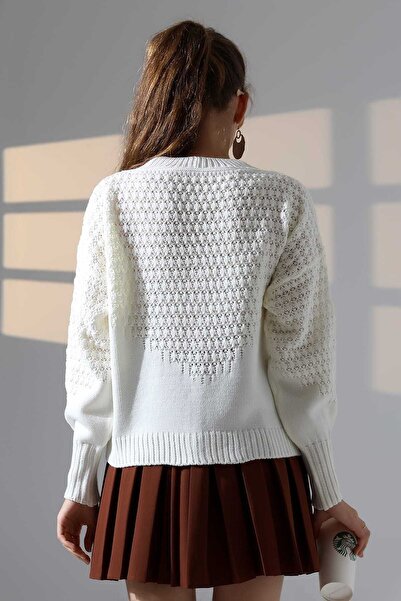 ALCHON V-Neck Long Sleeve Textured Patterned 4 Button Stylish Knitwear Cardigan