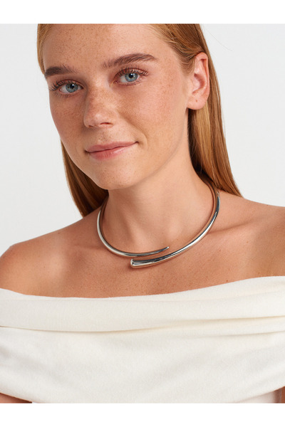 Dilvin 10797 Bardot Collar Metal Detailed Knitwear Blouse-Ecru