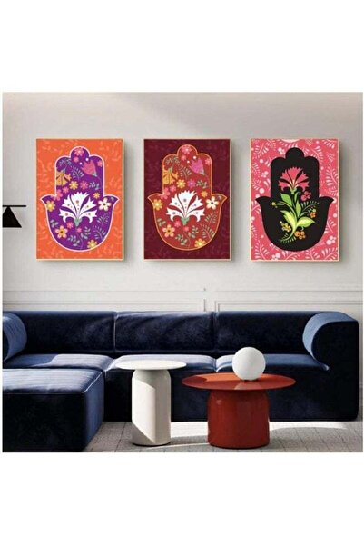 Emoda home Trove لوحة فنية جدارية ملونة من قماش إيمودا بعنوان "يد فاطمة"