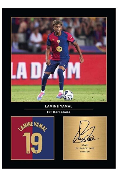 Emoda home Trove صورة مطبوعة بحجم A4 موقعة من لامين يامال برشلونة، هدية لعشاق...