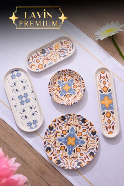YzHome 14 Piece Porcelain Breakfast Set for 6 People Breakfast Presentation Set Plate Plate