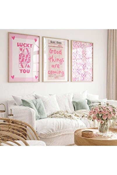 Emoda home Trove لوحة فنية جدارية باللون الوردي من Youillne Lucky You، بتصميم ضيف أنيق، ديكور جداري عصري، لوحة فنية جدارية من القماش بتصميم فنك