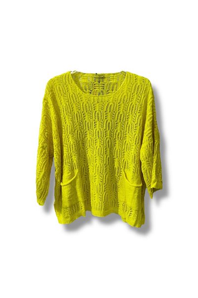 SUMEF Women's Mercerized Perforated Knitwear Blouse with Pockets Casual Model 38-52 Size Compatible
