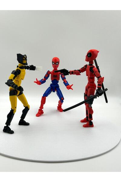 WELLCUT Deadpool, Spider man & Wolverine – Üçlü Marvel Kahraman Dummy Figür Seti
