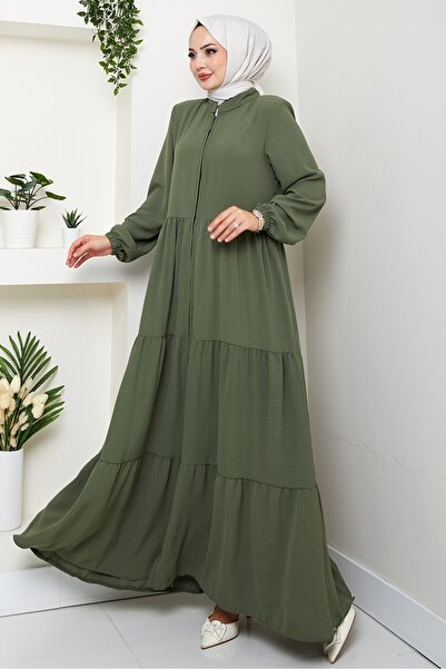 Bestenur Φεράζ με φερμουάρ με λεπτομέρεια στο πάτωμα 1586 - Χακί