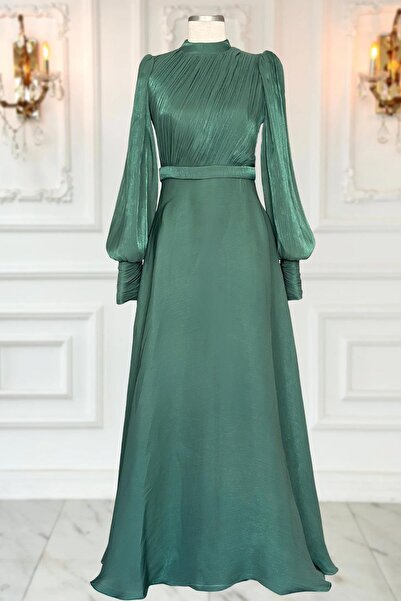 Amine Hüma Zen Abiye Elbise Zümrüt