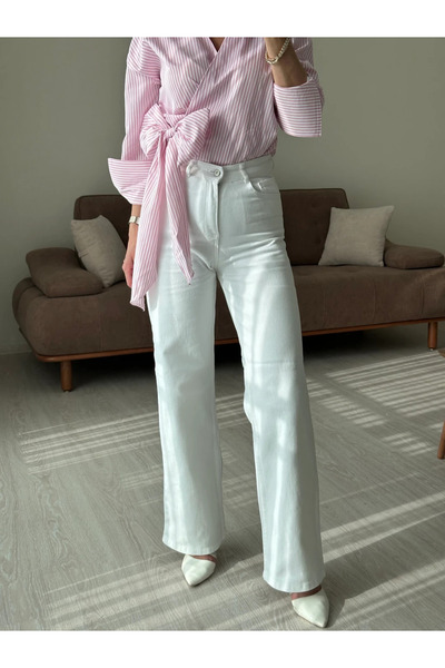 Linarose White Palazzo Pants Tube Leg
