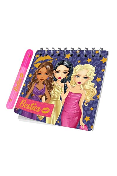 Besties Комплект мини тефтери с химикалка, Besties, 8 см, зелен цвят