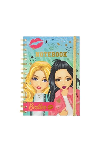 Besties Caiet A5, Besties, cu spirală metalică și elastic, culoare verde, 60 ...