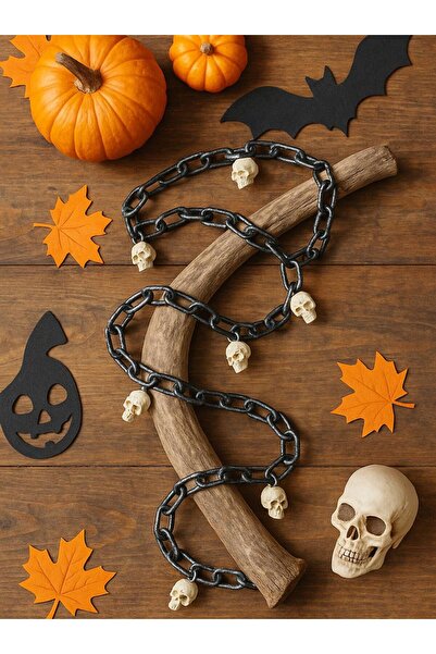 Parti Adresi Cadılar Bayramı Kuru Kafalı Plastik Zincir Halloween Parti Dekor...