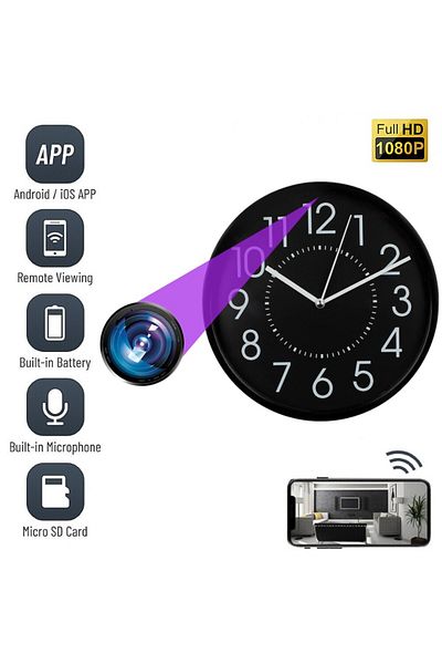 OEM Spy Camera, WIFI MCPN03, Hidden in Wall Clock, Diameter 20 cm, 5MP Full HD