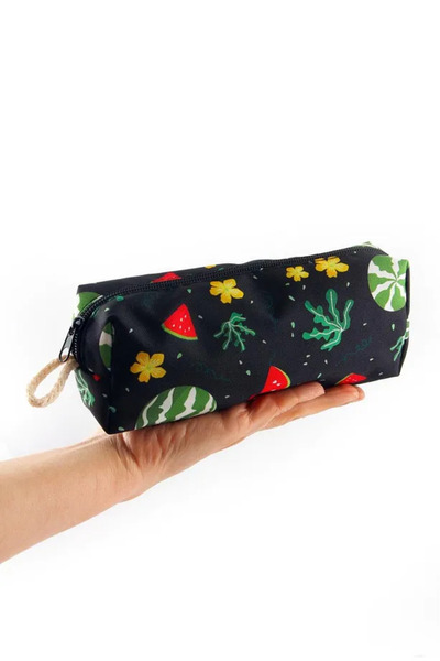 HEX COLLECTİON حقيبة مكياج بسحاب على شكل فاكهة البطيخ لموسم الصيف