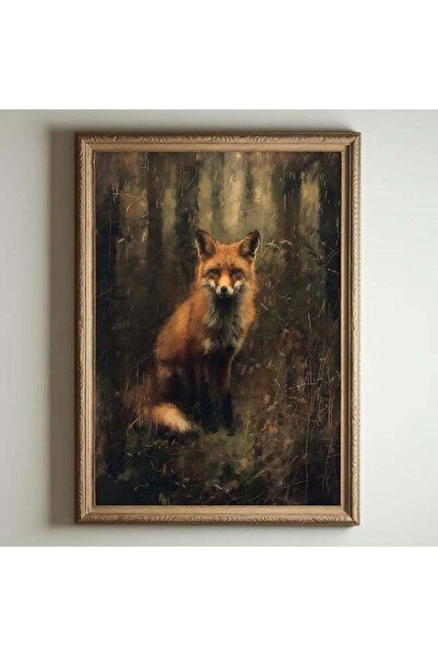 Emoda home Trove لوحة ثعلب عتيقة من إيمودا، حيوان غابة، لوحة جدارية من القماش...