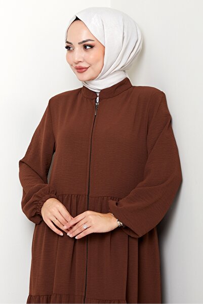 Bestenur Φεράζ με φερμουάρ με λεπτομέρεια στο πάτωμα 1586 - Καφέ