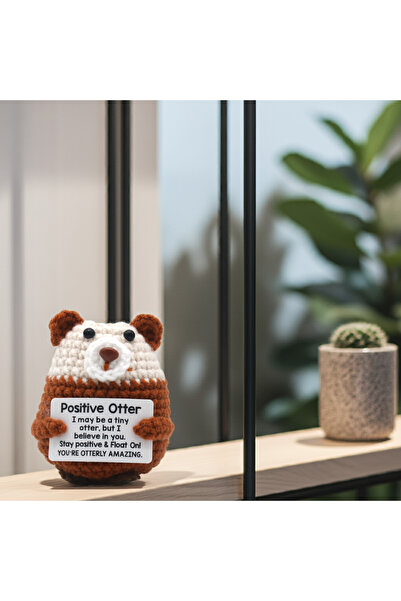 OEM Mascotă tricotată, model Vidră pozitivă, mesaj motivațional, cadou aniversar