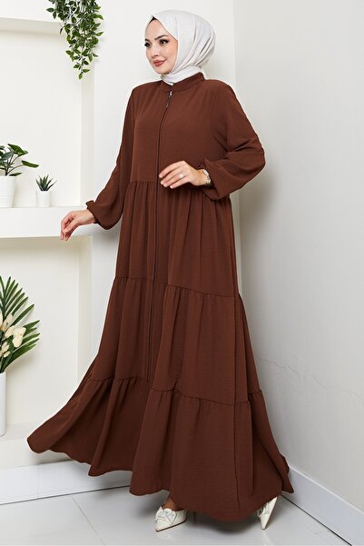 Bestenur Φεράζ με φερμουάρ με λεπτομέρεια στο πάτωμα 1586 - Καφέ