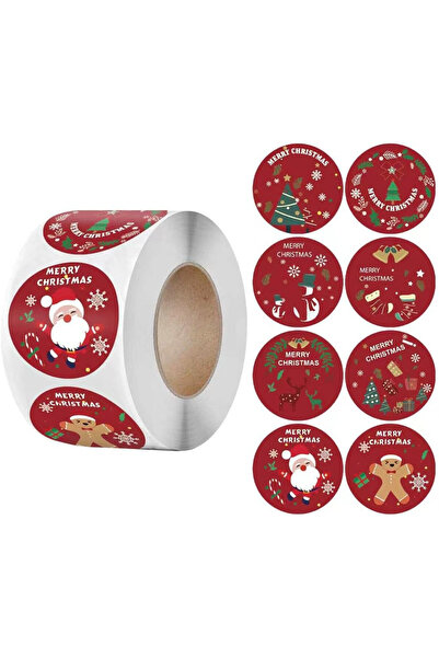 OEM Ролка от 500 коледни стикера, хартия, червена, 3.8 см