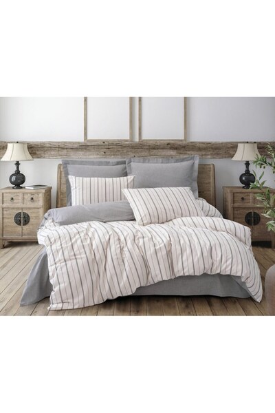 Cotton Box Double Bed Sheet, 6 Pieces, 100% Cotton Ranforce, Cottonbox, Unus-Grey Model