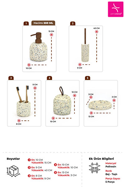 Prima Nova Kerry Bathroom Set 5 Pieces