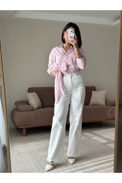 Linarose White Palazzo Pants Tube Leg