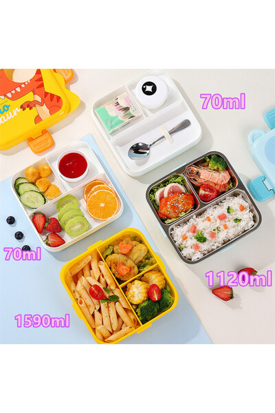 Mobcos Cute Animal Shape Kid Food Container square Cartoon Stainless Steel Bento Lunch Box Microwavable