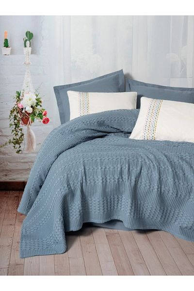 Cotton Box Aura Double Pique Set Pebble Fitted Sheet