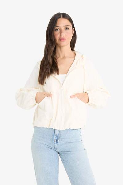 DeFacto Regular Fit Hooded Zippered Crop Raincoat E8546Ax25Au