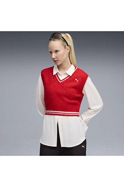 Puma PREMIUM ESS Vest Kırmızı Kadın T-Shirt