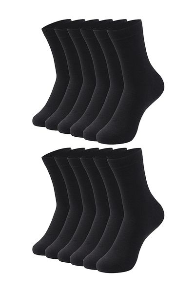 HRN Textile 12 Pack Men's Cotton Plain Long Socks – Anti-Sweat and Odor